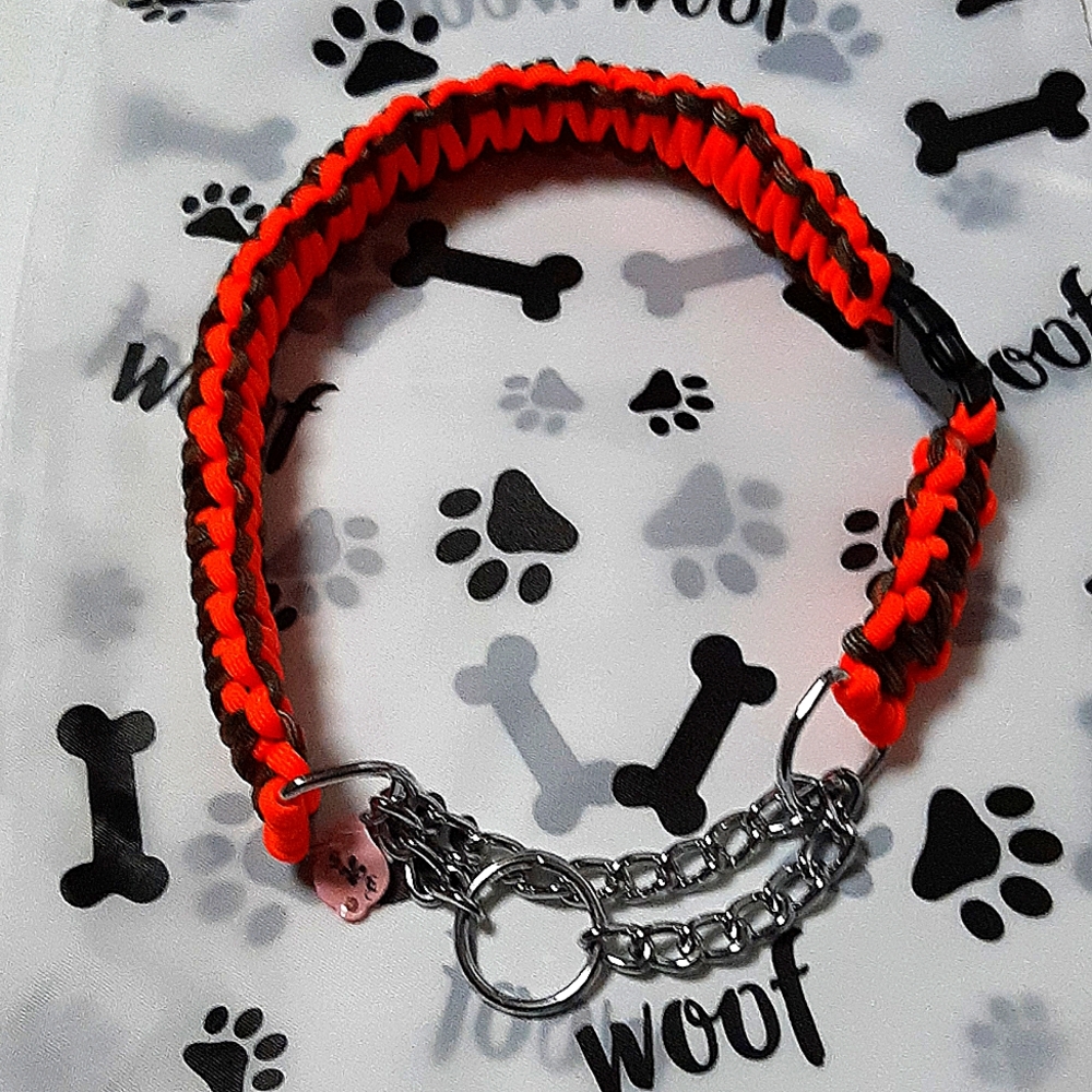 Paracord Dog Collar King Cobra Weave Martingale Training w/YKK Buckle 16"